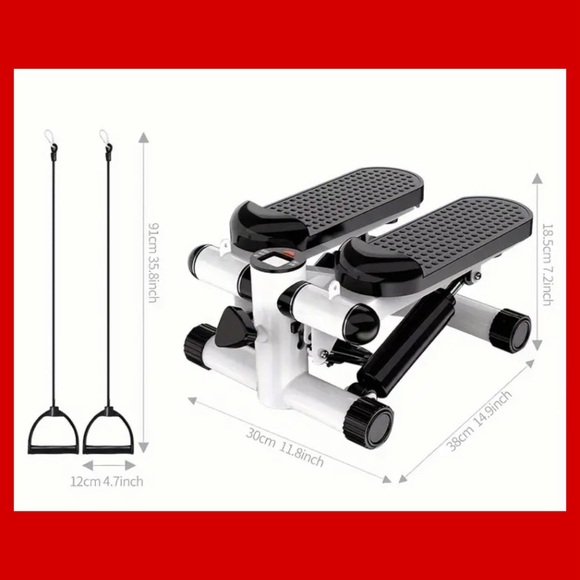 WHITE Hydraulic Fitness Stepper With LcD Monitor & Resistance Bands - Picture 2 of 8